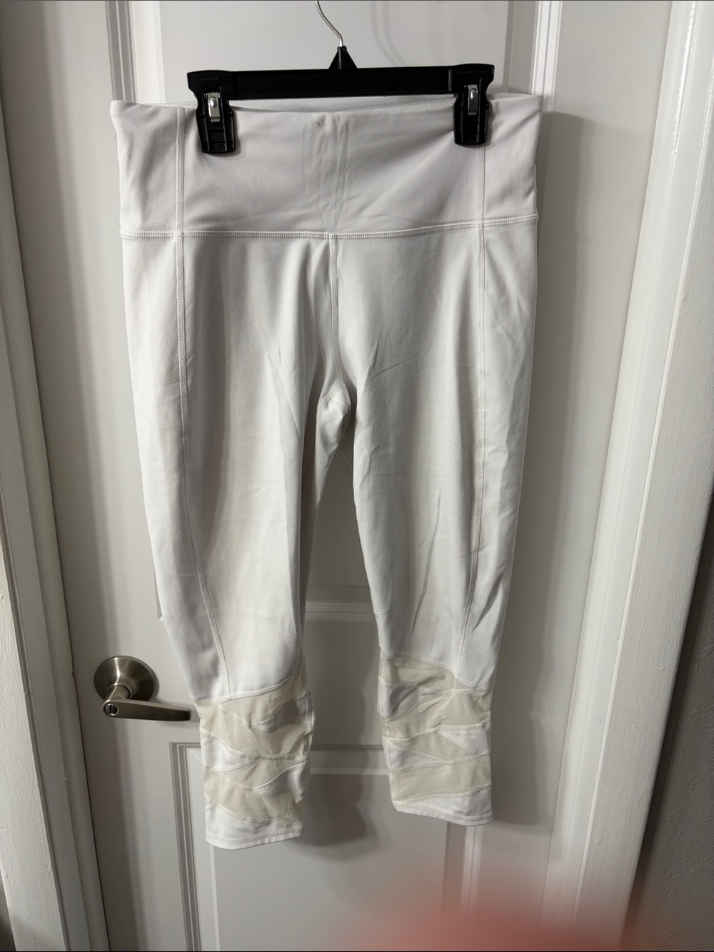 Athleta White Capri Leggings with Mesh Detail